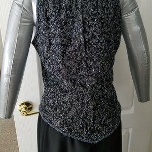 Black Beaded  Holiday Top-Sz M